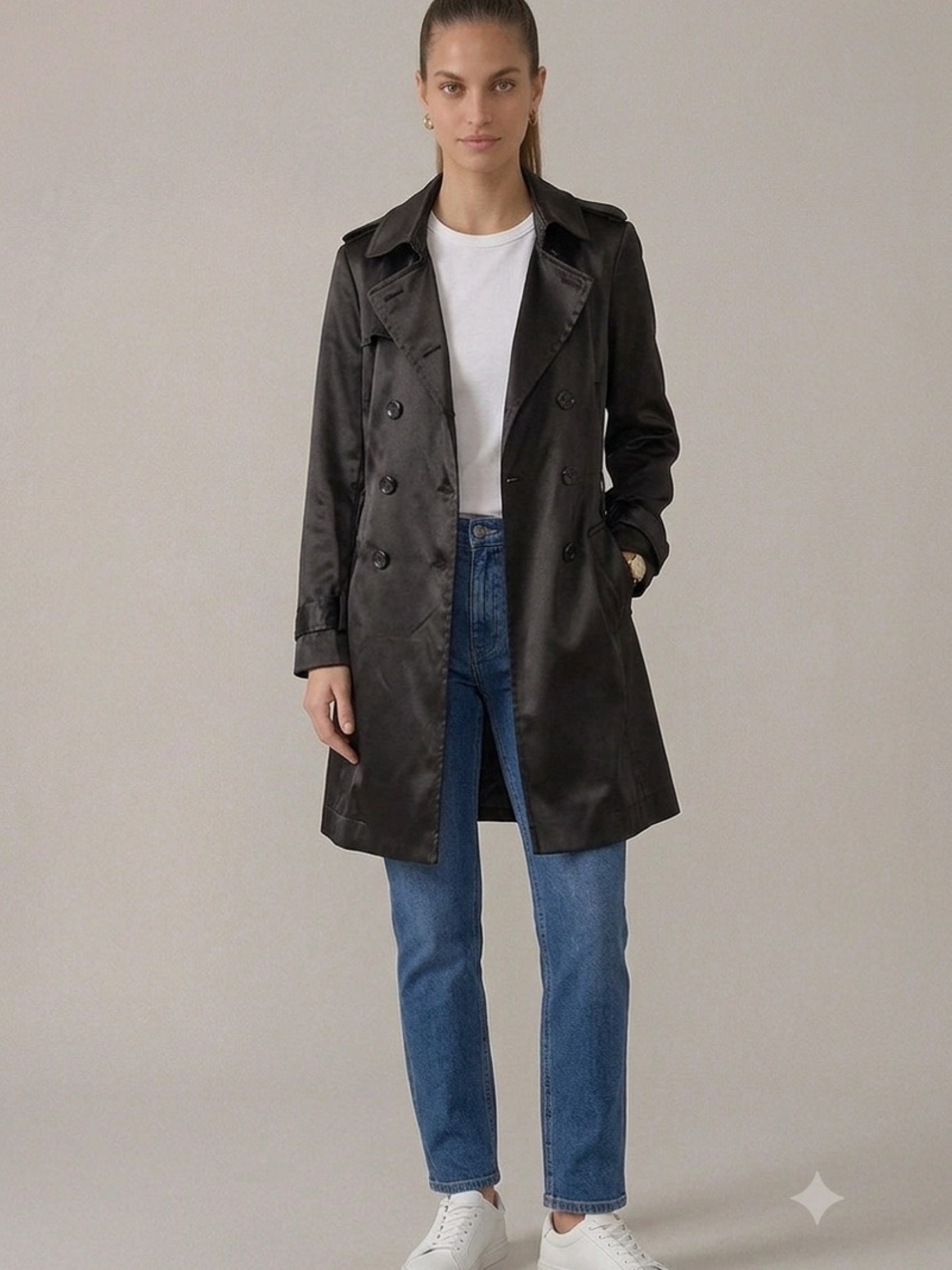 Love Tease Black Satin Trench